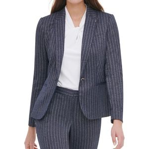 Tommy Hilfiger Oversized Pinstripe Suit One-Button Blazer